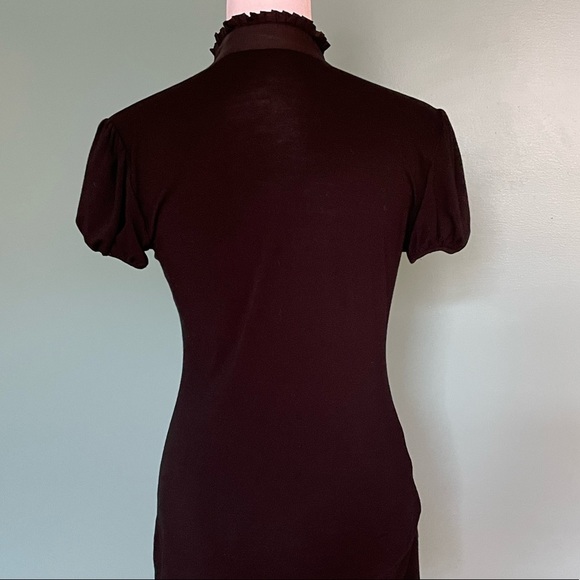 BCBGMAXAZRIA blouse, ruffle placket with stand-up collar, XS - Picture 3 of 4